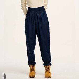Navy Blue High-Waisted Pants - Lucy and Yak Alexa Trouser Varsity Blue